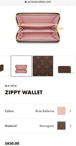 Monogram Louis Vuitton Zippy Wallet